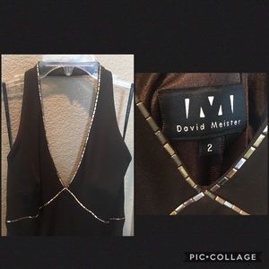David Meister Brown Halter Maxi Dress Size 2